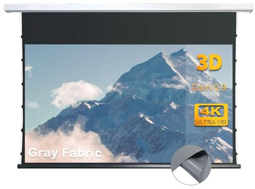 WUPRO QuadraArc Pantalla de Proyector Motorizada Gray Fabric 72 Pulgadas 16:9, Instalación en Pared y Techo, Pantalla Enrollable con Control Remoto, Compatible con Todos los Proyectores