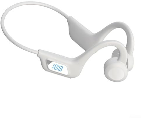 Besshepplo Auriculares con tecnología de conducción ósea con micrófono con cancelación de ruido para llamadas (blanco)