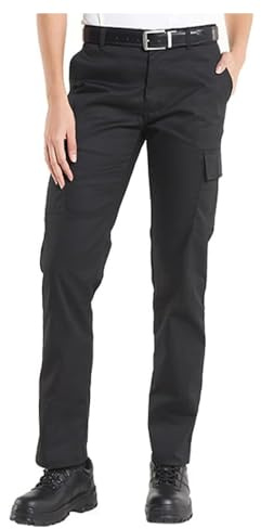 Skywear Ladies 6 Pockets Cargo Work Trousers – Women’s Tactical Multi-Pocket Pants for Outdoor, Hiking, Camping, Fishing, Workwear – Heavy Duty Polyester Cotton, Black, 12