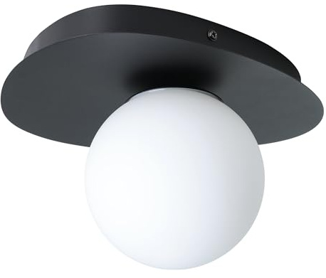 EGLO LED vägglampa Castrivido, badrumslampa i svart metall med vit glaskula | inkl G9 varmvit lampa, IP44, för badrumsvägg