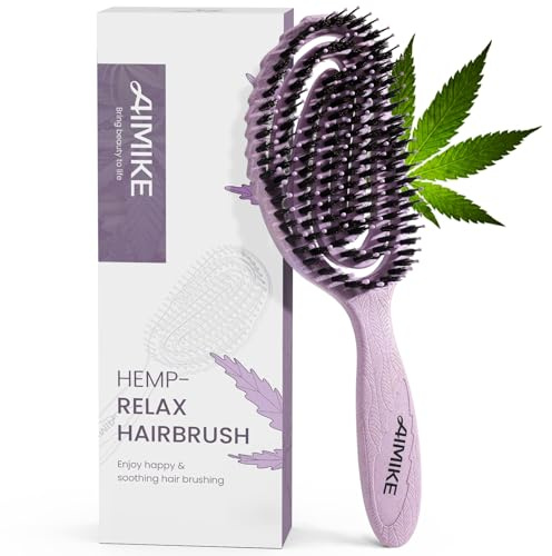 AIMIKE Hair Brush, Dual Soft Boar & Nylon Bristles HairBrush for Fine Hair, Shine Boost & Frizz Control Hair Brush for Women, Soft Bristle Brush For Slick Back, Volume and Shine, Best Gift for Women