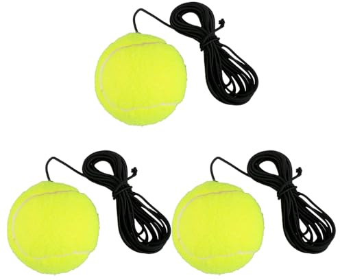 wellrun 3Pcs Tennis Trainer Ball with Elastic String,Rebound Training Balls for Indoor Outdoor Tennis Practice,Self-Study Swing Ball with Cord for Beginners & Intermediate Players