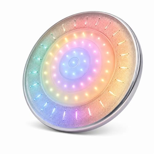 Topolenashop Soffione Doccia LED Cromoterapia Ø22 cm, Soffione A Pioggia Rotondo RGB Con 7 Colori Automatici Senza Batterie, Ultra Slim Cromato Attacco Universale 1/2” | 79904