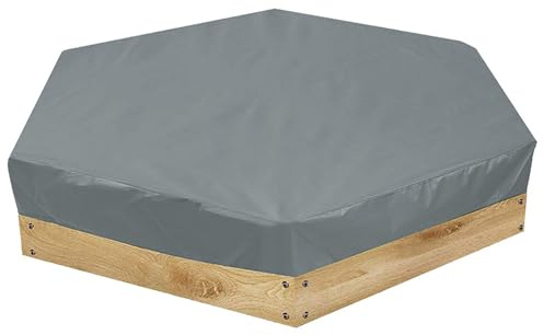 Neptuiby Copertura per sabbiera, Copertura Impermeabile per sabbiera Esagonale, Protezione per per Esterni con Blocco UV, Grigio, 90, 55x78, 74x7, 87 Pollici.