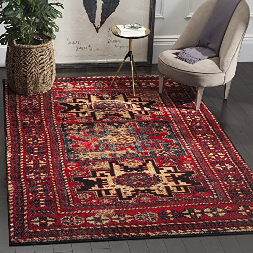 SAFAVIEH Vintage Hamadan Collection Accent Rug - 4' x 6', Red & Multi, Oriental Persian Design, Non-Shedding & Easy Care, Ideal for High Traffic Areas in Entryway, Living Room, Bedroom (VTH213A)