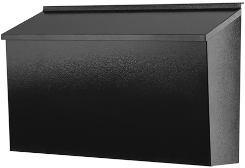 KYODOLED Wall-Mount Mailbox for House, Large Capacity Mail Box, Galvanized Steel Rust-Proof Metal Post Box, Mailboxes for Outside,15.7x9.9x4.9 Black