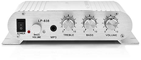 Mini 2.1 Channel Digital Power Amplifier for Car/Home - Compact Hi-Fi Stereo Sound Compatible with Mobile Phones, DVD Players, Computers, MP3/MP4 (Silver)