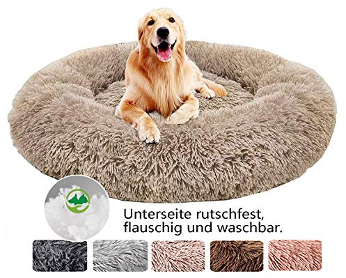 Haoye Hundsäng stora hundar, fluffig hundkudde, premium ortopedisk husdjurssäng, gosig flockhundsoffa, hundkorg tvättbar för medelstora och stora hundar