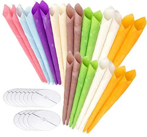 Candele per orecchie organiche Hopi per orecchie bloccate, per rimuovere il cerume completamente naturale, candela GLAMZA in cera d'api naturale al 100%, 24 pezzi (12 paia) con 12 coni protettivi a