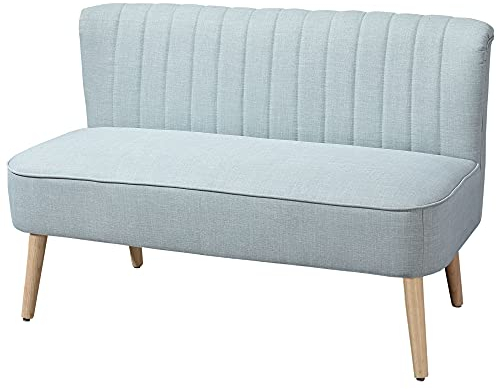 HOMCOM Sofa 2 Sitzer Couch, Kleine Loveseat mit Leinen-Optik Modern Polstersofa für Wohnzimmer, Schlafzimmer, kleinen Raum, Hellgrün 117 x 56,5 x 77 cm