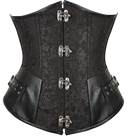 WLFFW Corsetto Sottoseno Gotico Corpetto Steampunk Sottile (EU(32-34) S, Nero)