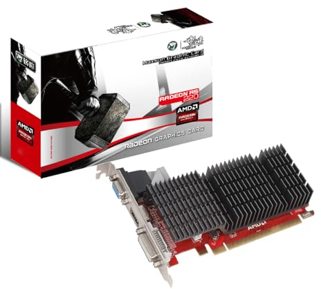 MAXSUN AMD Radeon R5 220 2GB Silent Grafikkarte (Passiv 0dB Kühlung, Low Profile DVI, VGA, HDMI 64 Bit DDR3 PCI Express X16 Gaming-Grafikkarte)