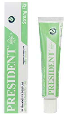 President PASTA ADESIVA DENTURE. Fissaggio Forte della dentiera, Presa Rapida, Adesione duratura. Evita infiltrazioni di cibo, infiammazioni e alito cattivo - 40 grammi