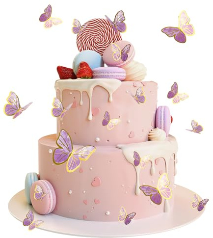 Butterfly Cake Topper 3D Butterfly Cake Toppers Blandad storlek 33st Fjärilstårta dekorationer 3D Fjärilstårta Topper dekorationer Blandad storlek Butterfly Cupcake Toppers för födelsedag Bröllopsfest Tårta Matdekorationer (lila) Cupcake Toppers för födelsedag Bröllopstårta Matdekorationer (lila)