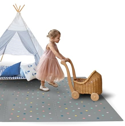 Soft Non-Toxic Baby Play Mat XXL, Toddler Playmat, Colorful Jigsaw Puzzle PlayMat, Tiles 24 x 24 Foam Floor Mats for Kids & Babies | EVA Foam Interlocking Tiles for Nursery, Playroom (Grey 9 PCS)
