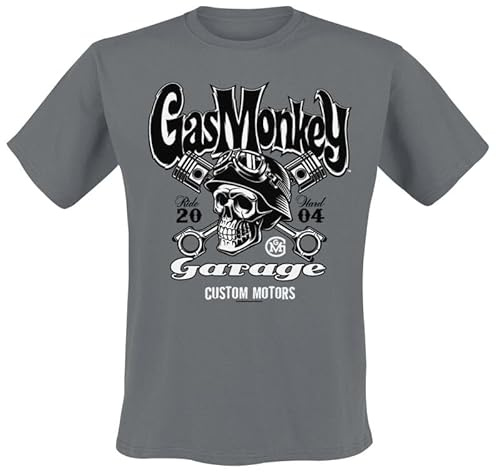 Gas Monkey Garage Custom Motors Skull Männer T-Shirt grau XL