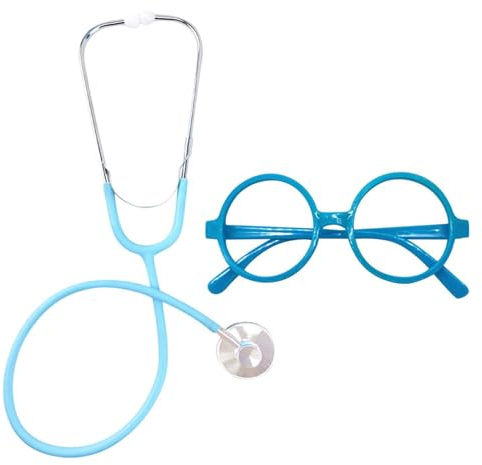 CQQNIU 1 Toy Stethoscope And 1 Round Glasses, Children'S Stethoscope, Children'S Simulation Game Props, Children'S Educational Toys