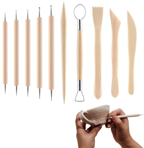pcsfoe 10 Stück Ton Werkzeug,Modellierwerkzeug,Töpferwerkzeug,Ton Werkzeug Set,Ton Modellierwerkzeug,Sculpting Tools,Modellierwerkzeug Ton Für DIY-Handwerk Töpfer Tonschnitz Schnitzen