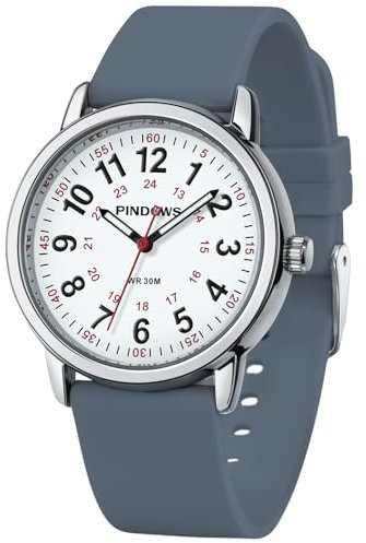 PINDOWS Uhren für Damen, Analog-Quarzuhren für Studenten, Damen und Herren, 30 M Wasserdicht Militärzeit-Anzeige Leuchtendes, leicht ablesbares Zifferblatt