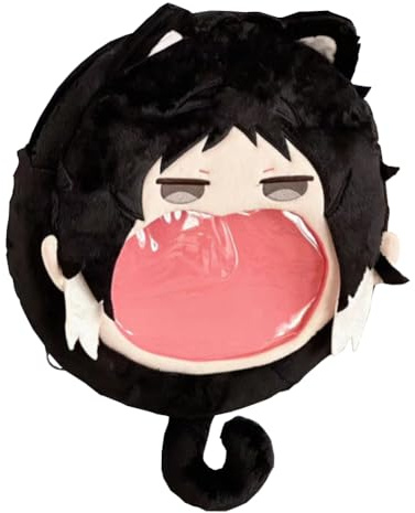 Tongyundacheng Anime BSD plysch Ita-väska, Dazai Osamu/Akutagawa Ryunosuke cosplay ryggsäck, gör-det-själv tecknad bricka ryggsäck, anime Ita-väska för emblemfigur, Akutagawa Ryunosuke, 35x34cm