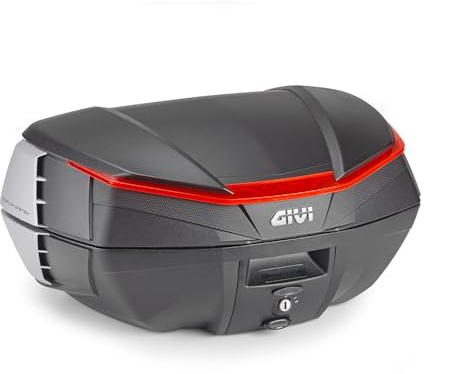 GIVI BAULE V49 AIR Bauletto Moto, Nero, Sistema Wingflow con 4 Alette Argentate (NERO ROSSO)