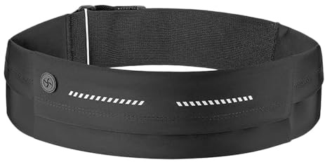 GORWRICH Running Belt for Men & Women, Bounce-Free Phone Holder Waistpack, Lightweight Running Pouch, Reflective Workout Bum Bag for Running, Gym (Black)