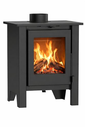 NEMAXX® H8 Stufa a Legna Ventilata Tipo Camino Nera 7,6 kW per 50–90 m² – Ventilatore Aria Calda Tangenziale 2 Livelli – Aria Primaria/Secondaria – Classe Energetica A 76% – Ø 150 mm
