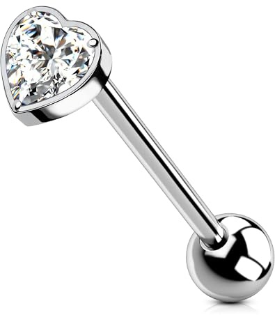 OUFER Body Piercing Titanium Tongue Piercing Barbell 14G Internally Tongue Bars CZ Nipple Rings 16MM Barbell Jewellery Women Men Tongue Rings Body Piercing Jewelry