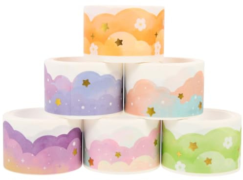 Amosfun Ruban AdhéSif DéCoratif Washi Japonais 6 Rouleaux Papier Diy Pour Scrapbooking Album Journaling Emballage Cadeau DéCoration De FêTe Couleurs Assorties