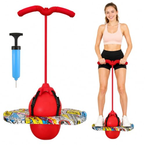 cupeohome Pogo Stick Bambini Pogo Ball con Maniglie, Pogo Ball per Sport, Portata 90 kg, per allenamento di equilibrio, perdita di peso e bruciare i grassi, adatto per bambini (rosso)
