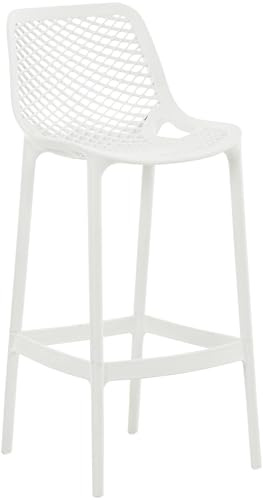 CLP Sgabello da Giardino Resistente alle intemperie Air, con Schienale, Resistente ai Raggi UV, in plastica Facile da Pulire, Fino a 160 kg, Colore:Bianco