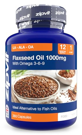 Zipvit Flaxseed Oil Capsules, Cold Pressed Omega 3 6 9 Capsules, 12 Month Supply, Alternative to to Fish Oils