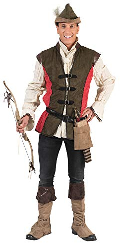 Robin Hood Kostüm für Herren - Grün Rot - Gr. 60/62