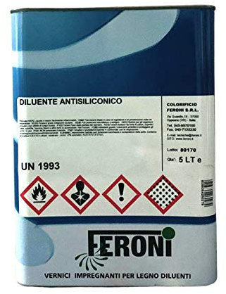 Feroni - Antisilicona Diluyente antisilicona antigrasa para eliminar colas y siliconas, para coche, moto, profesional, 5 litros