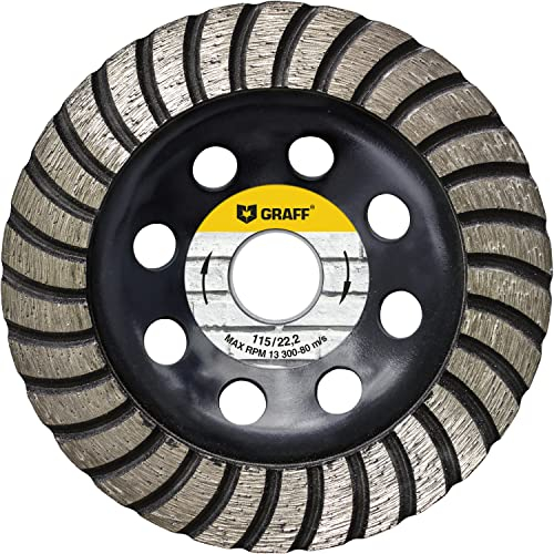 RAFF Disco Desbaste Diamante 115 mm - Muela Disco de Diamante para Hormigón Piedra Azulejos Granito Mampostería - Turbo Muela Amoladora para Amoladoras Angulares