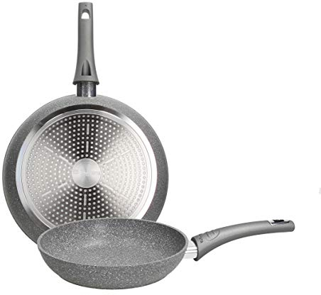 Tognana Pure Roq, Set 2 Padelle da 24 e 28 cm, alluminio, grigio
