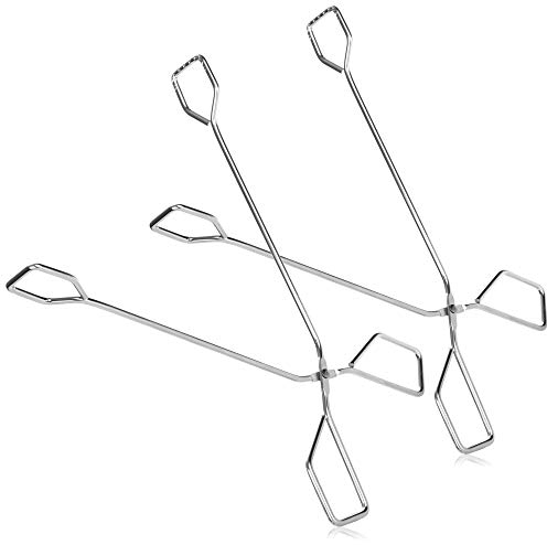 com-four® 2X pinze per griglia Classiche, pinze da Cucina di Alta qualità per Girare cibi grigliati, Ideali per Grill e Barbecue (2 Pezzi Pinza per griglia in Acciaio Inossidabile)
