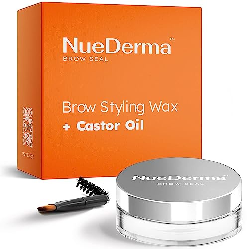 NueDerma - Brow Seal with Castor Oil - Clear Eyebrow Gel, Waterproof Eyebrow Makeup, Styling Wax for Feathered & Fluffy Brows - 1 OZ