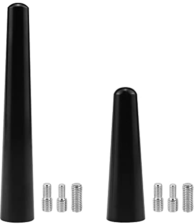 Autoantenne 2 Stück Dachantenne (5cm und 9cm) aus ALU mit 6 Stück Antennenadapter (4mm, 5mm, 6mm) Universal KFZ Antenne DAB Antenne Auto FM/AM Antenne Kurzstabantenne