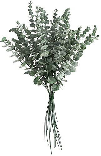 homEdge Tallos Artificiales de eucalipto, 30 Hojas de eucalipto Artificiales para decoración de Centro de Mesa de Boda