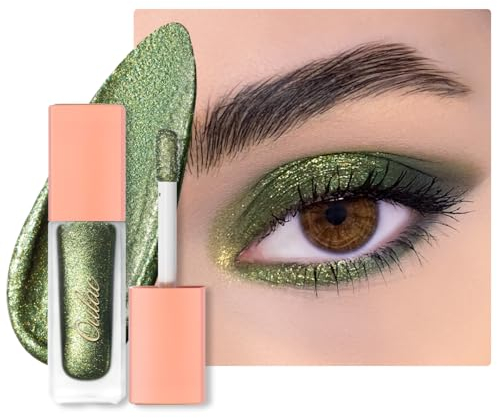 Oulac Ombretto Liquido Glitter Verde Chiaro-Eyeliner Metallico Brillanti| Trucco Liquido Glitterato per gli Occhi| Vegan& Cruelty-Free, 6.8g (20)