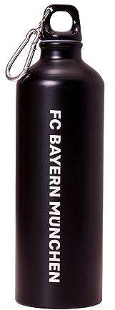 FC Bayern München Trinkflasche I Aluminium I Schwarz I 0,8l I Fußball