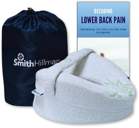 Smith Hillman Orthopaedic Knee Cushion with Strap | Leg Alignment Pillow for Side Sleepers & Pregnant Women | Pain Relief for Lower Back, Hip and Sciatica | With Storage Bag & E-Book