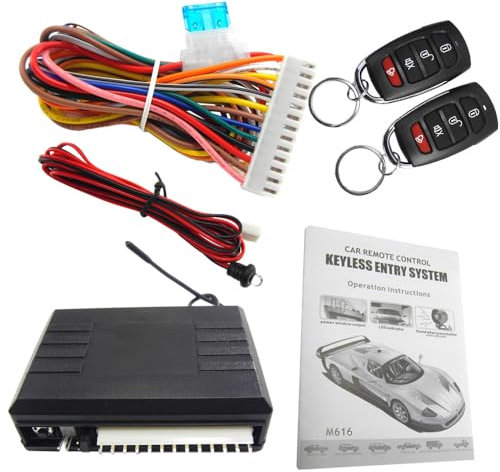 KACEPAR Sistema di allarme per auto, sistema di allarme senza chiave, kit centrale per auto UniV/e*rsal, antifurto con telecomando, adatto per auto da 12 V