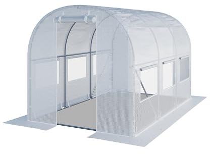 TOOLPORT Foliengewächshaus Gewächshaus 2x3m stabil & langlebig mit Fenster - reißfeste PE Plane 180g/m² weiß transparent