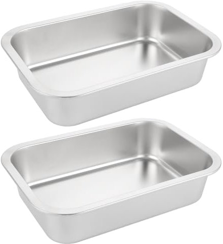 ZOFUN Auflaufform Set, Edelstahl Rechteckig Backform Kuchenform Ofenform Groß, 32x22 x 7 cm, Perfekt für Lasagne/Brownie/Aufläufe, Schwerlast & Hitzebeständig, spülmaschinengeeignet