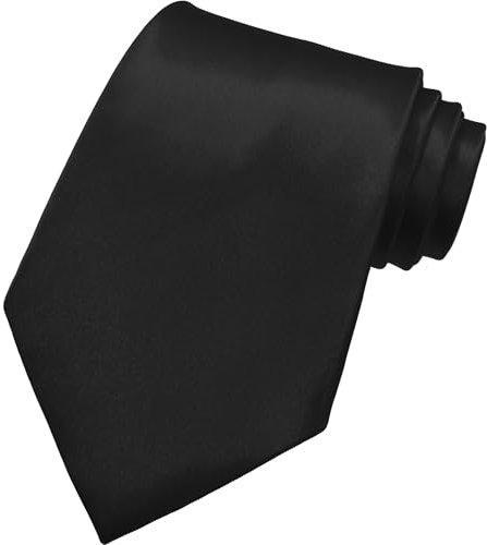 AHLPO Elegante Krawatte für Herren Satin 8 cm, Herren Krawatten, Klassische Schlips Herren für Hochzeit, Büro, Party und Festliche Veranstaltungen - Einfarbig in Verschiedenen Farben Tie Schwarz