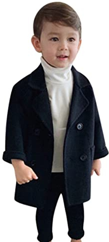 Cappotto Elegante per Bambini Trench per Ragazze Cappotto Scozzese Doppio Cappotto in Lana con dentellatura Colletto per Bambini Cappotto e Giacca per Neonati Giubbotti Ragazzi
