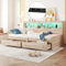 Multifunktionales Daybett 90x200cm - Schlafsofa mit LED-Beleuchtung, USB-Anschlüssen, Stauraum & Lattenrost - Modernes Design in Natur - Perfekt für Gästezimmer & kleine Wohnungen