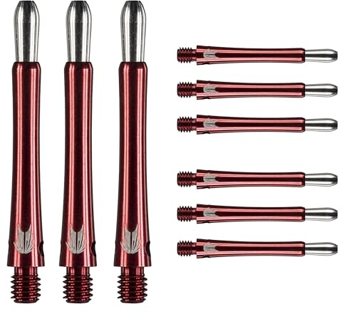 Target Darts Grip Style Aluminium Shaft - Pack of 9 | Red, Medium (48.8mm) | Professional Darts Accessories, 2BA Shaft Multipack with Rings, Dart Shaft Multipack, Dart Stems